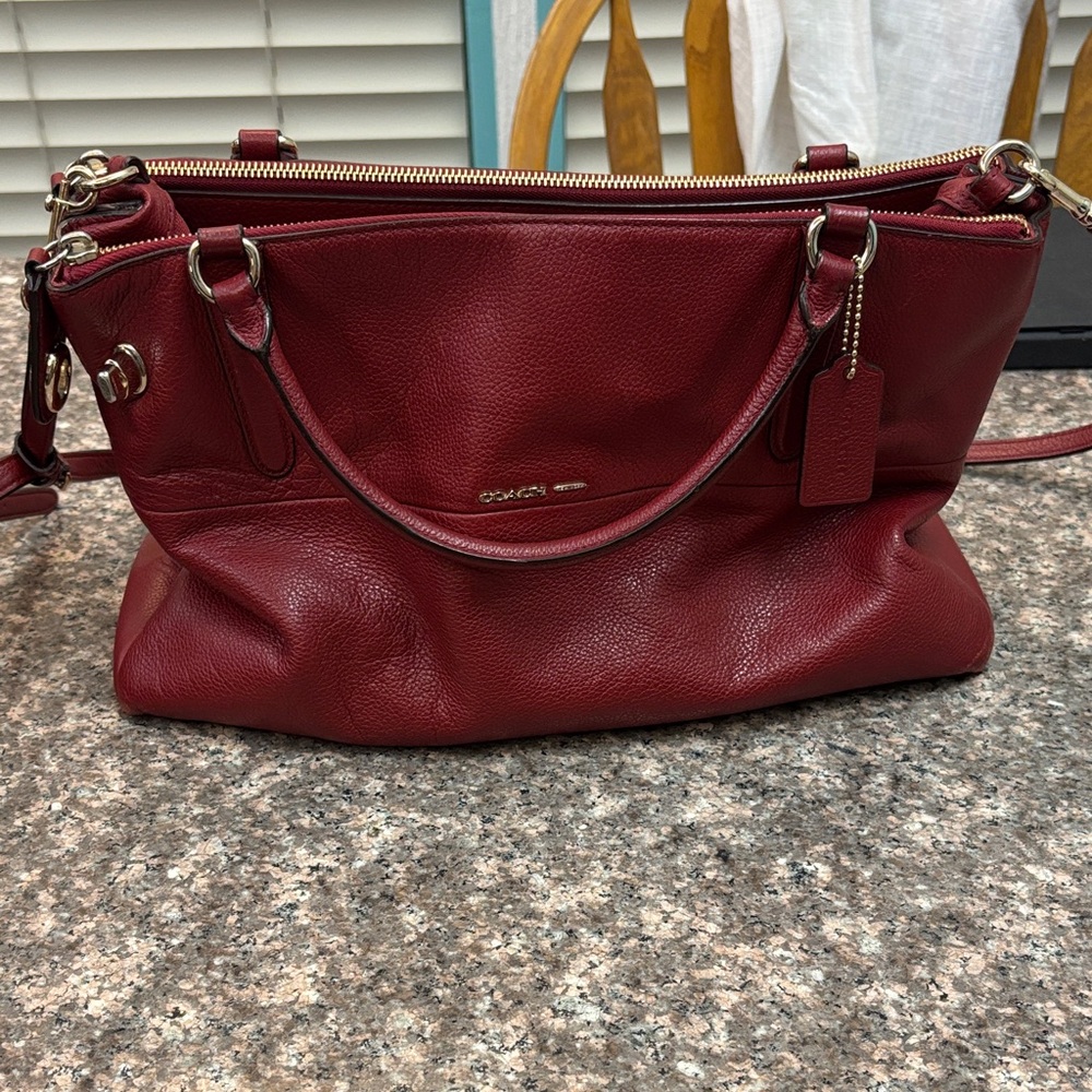 Coach Burgundy Leather Shoulder Bag